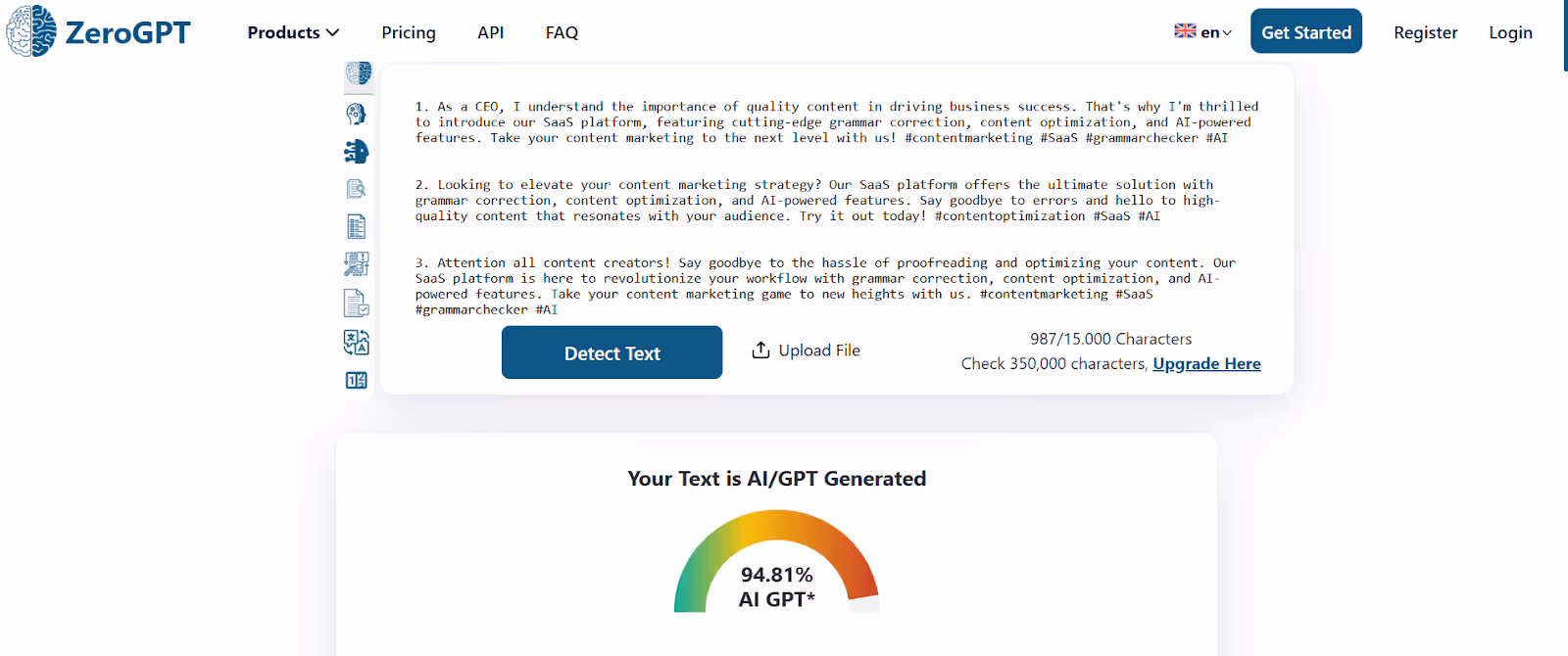 ZeroGPT AI Detection Scan