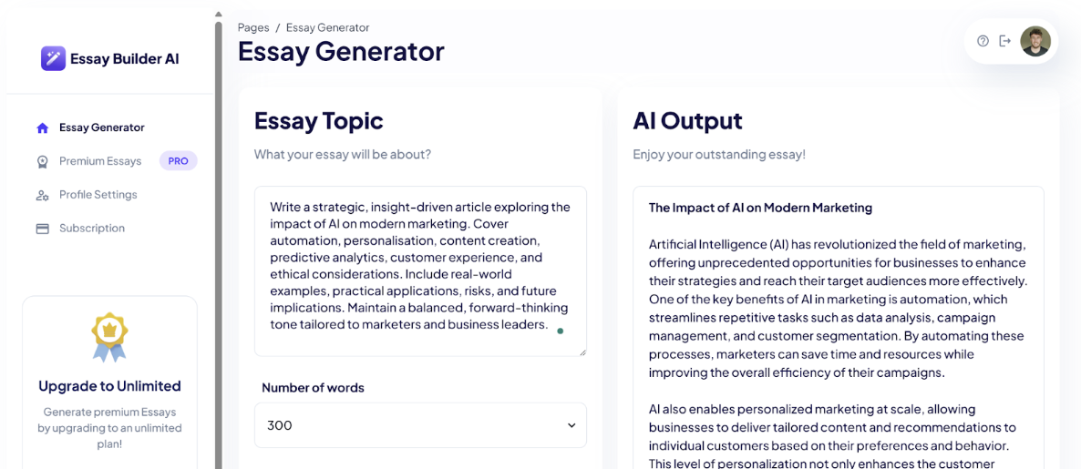 Essay Builder AI Essay