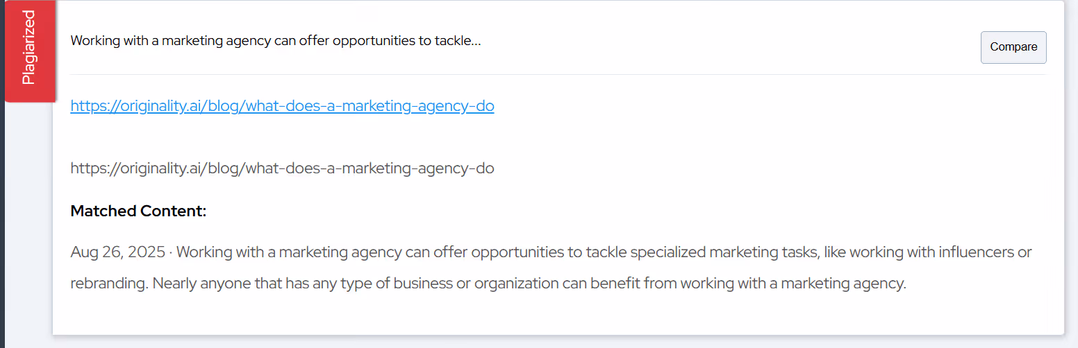 Online plagiarism detector