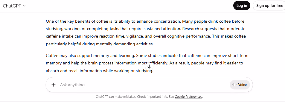 ChatGPT AI Text Sample