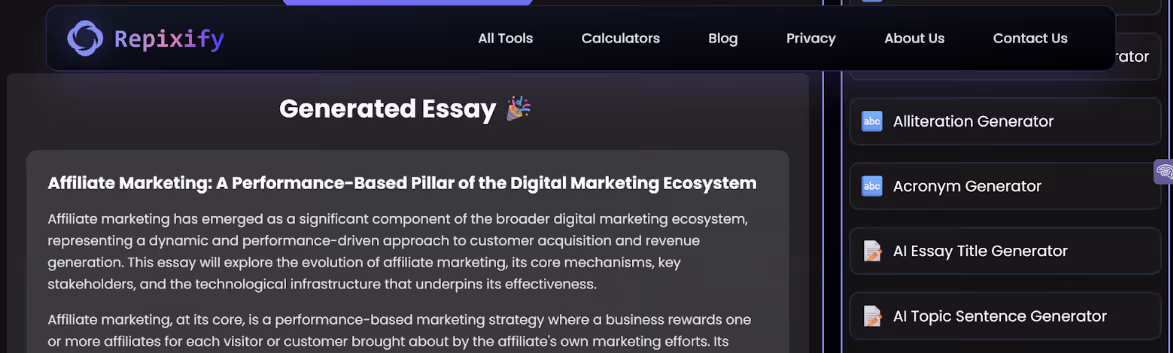 Repixify AI Essay Sample