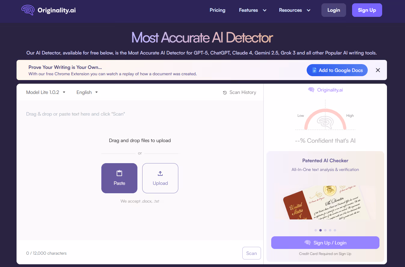 Originality.ai Most Accurate AI Detector