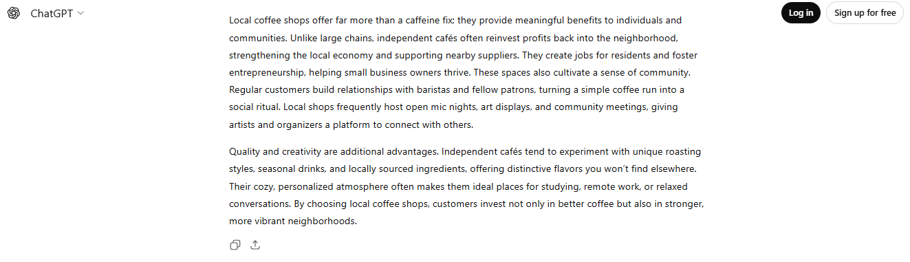 Sample of AI-generated ChatGPT content