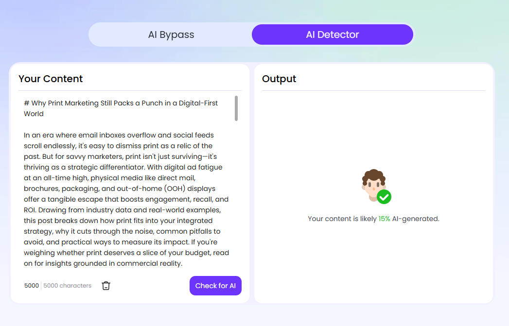 Easemate AI Score of an iWeaver AI-generated Blog