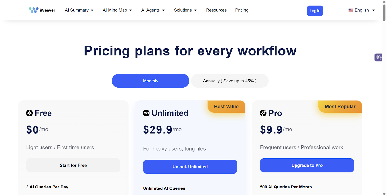 iWeaver AI Pricing Plans
