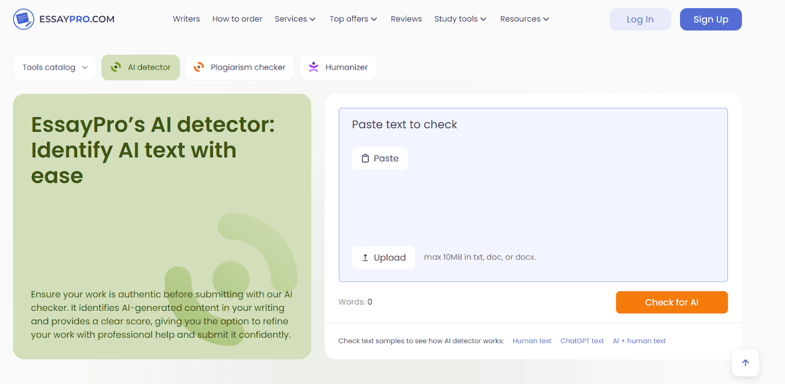 EssayPro AI detector review