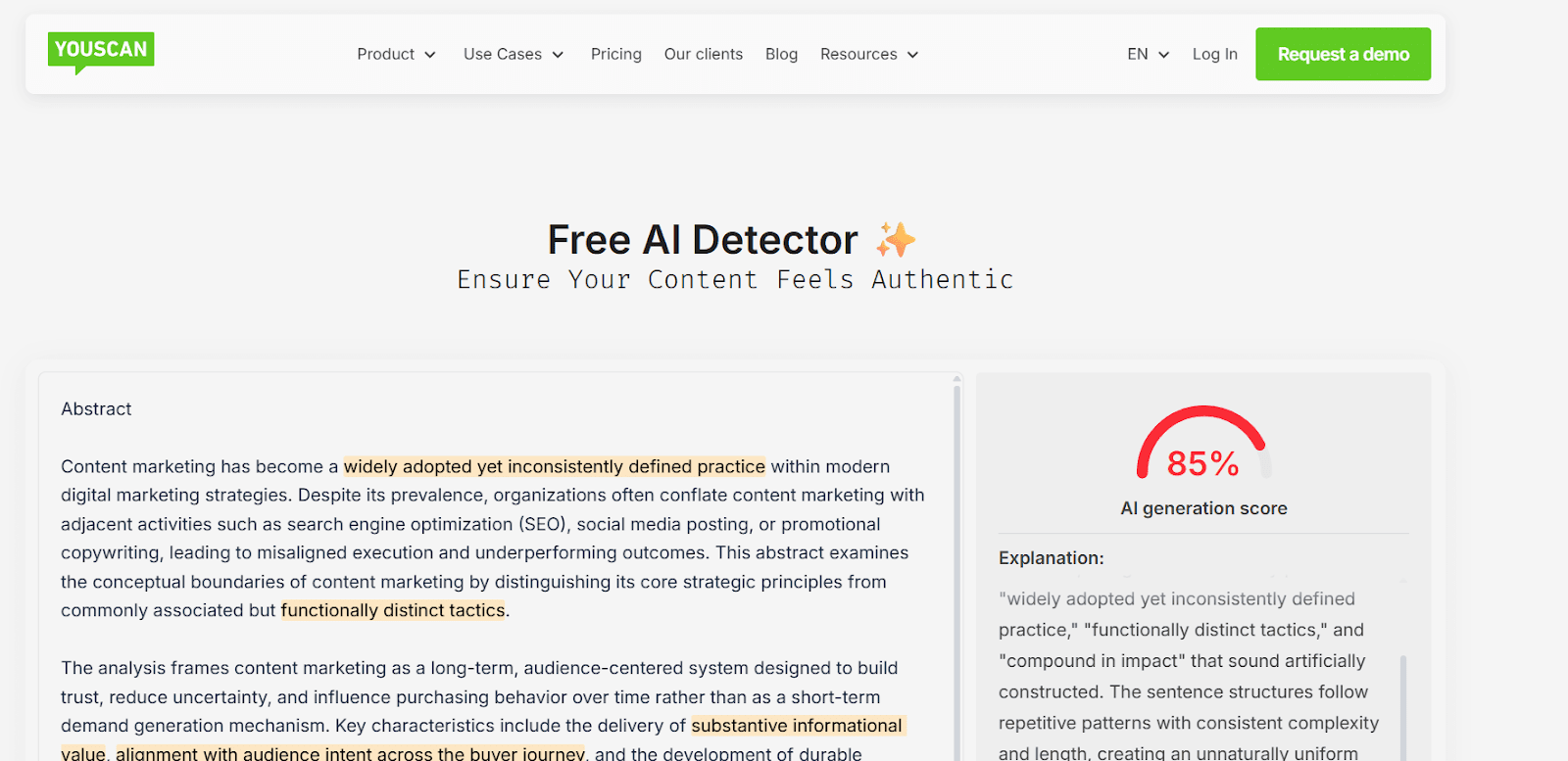 Can YouScan detect AI?
