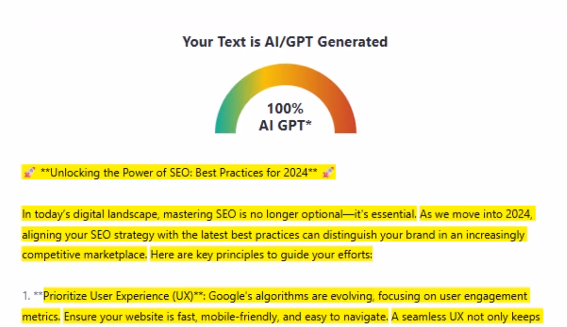 ZeroGPT AI Scan Results