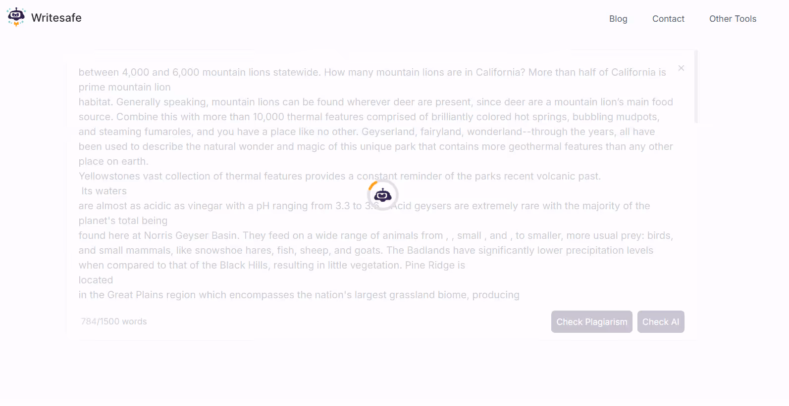 WriteSafe Plagiarism Checking Tool