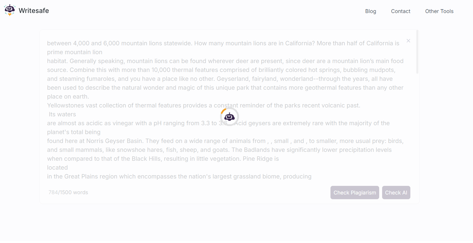 WriteSafe Plagiarism Checking Tool