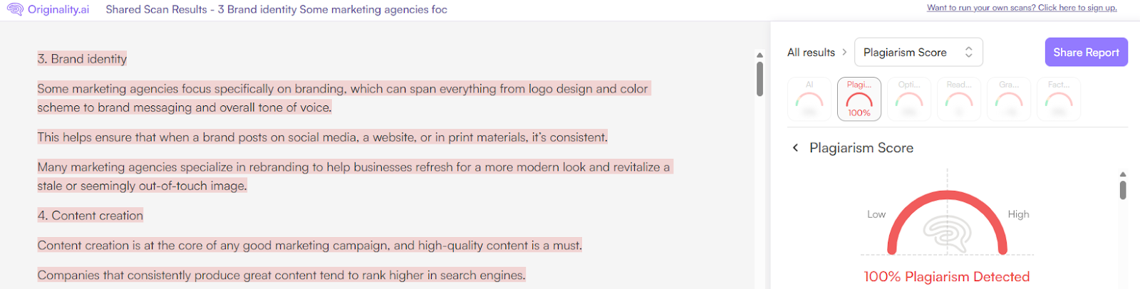 Originality.ai Plagiarism Scan
