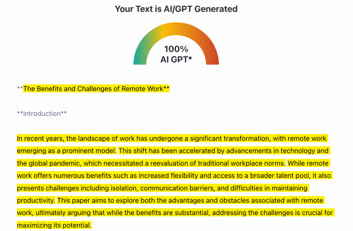 ZeroGPT Scan of an AI-generated blog (from AIFreeBox)