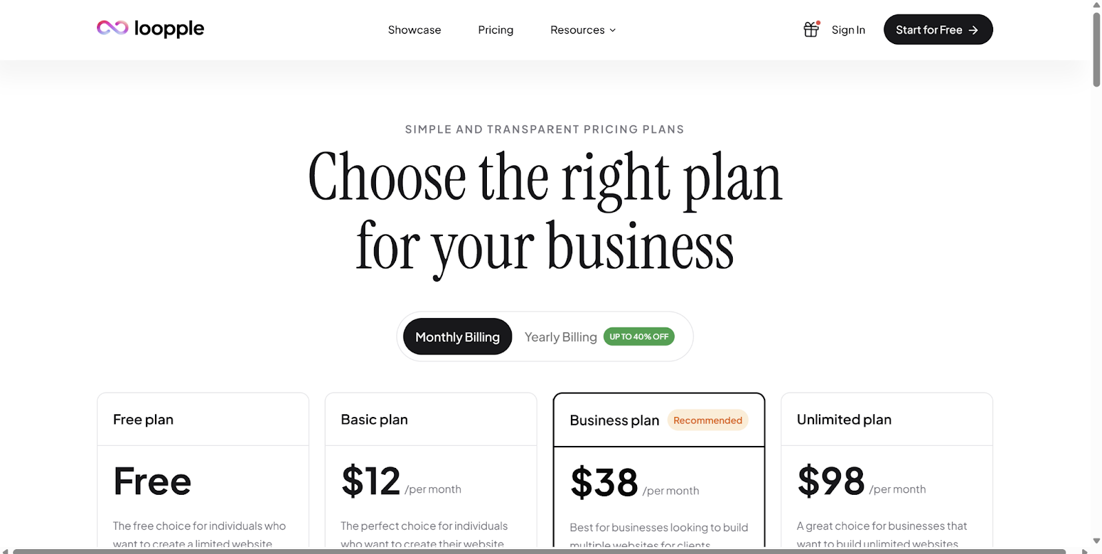Loopple Pricing Plans