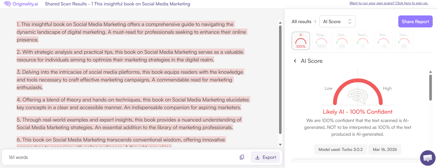 Originality.ai Scan of a Loopple AI Book Review