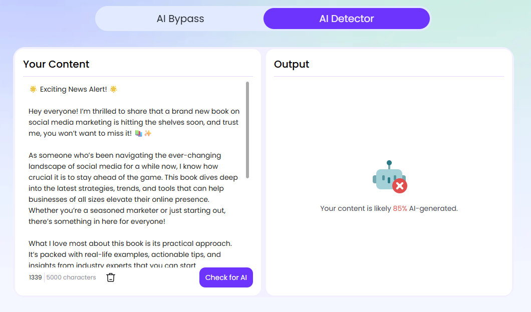 Easemate AI Scan of a OneUp LinkedIn Post