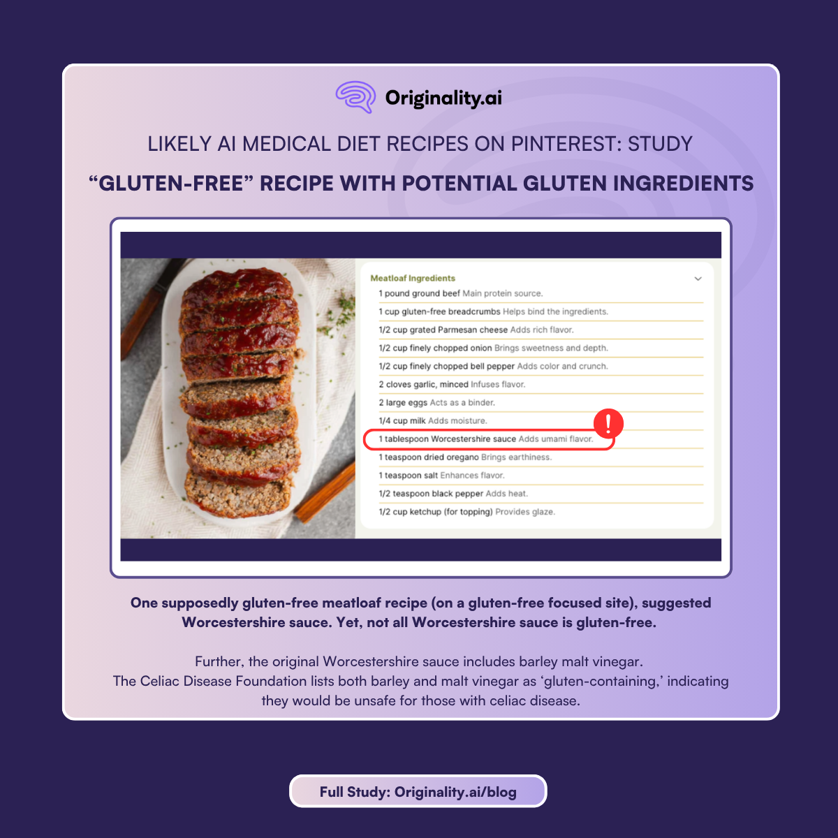 one gluten-free focused site listed a recipe that contained a possible gluten source.