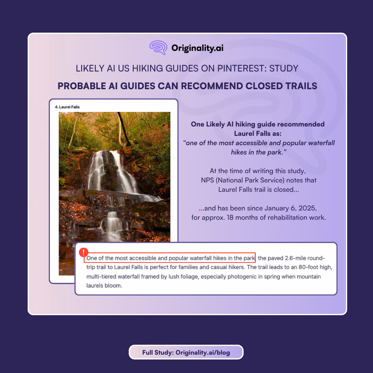 probable AI hiking guides can recommend closed trails