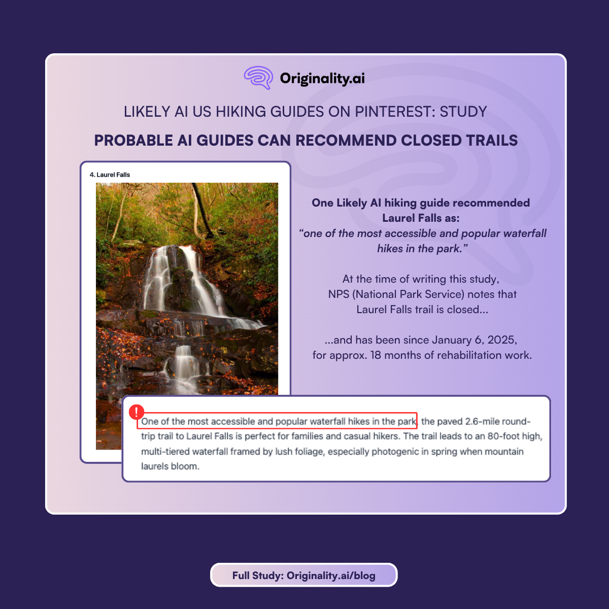 probable AI hiking guides can recommend closed trails