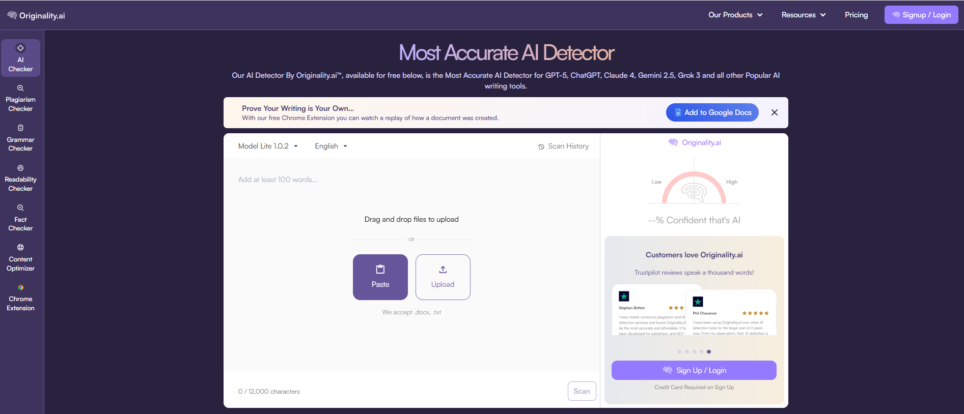 Originality.ai, a top tool for maintaining AI transparency for educators