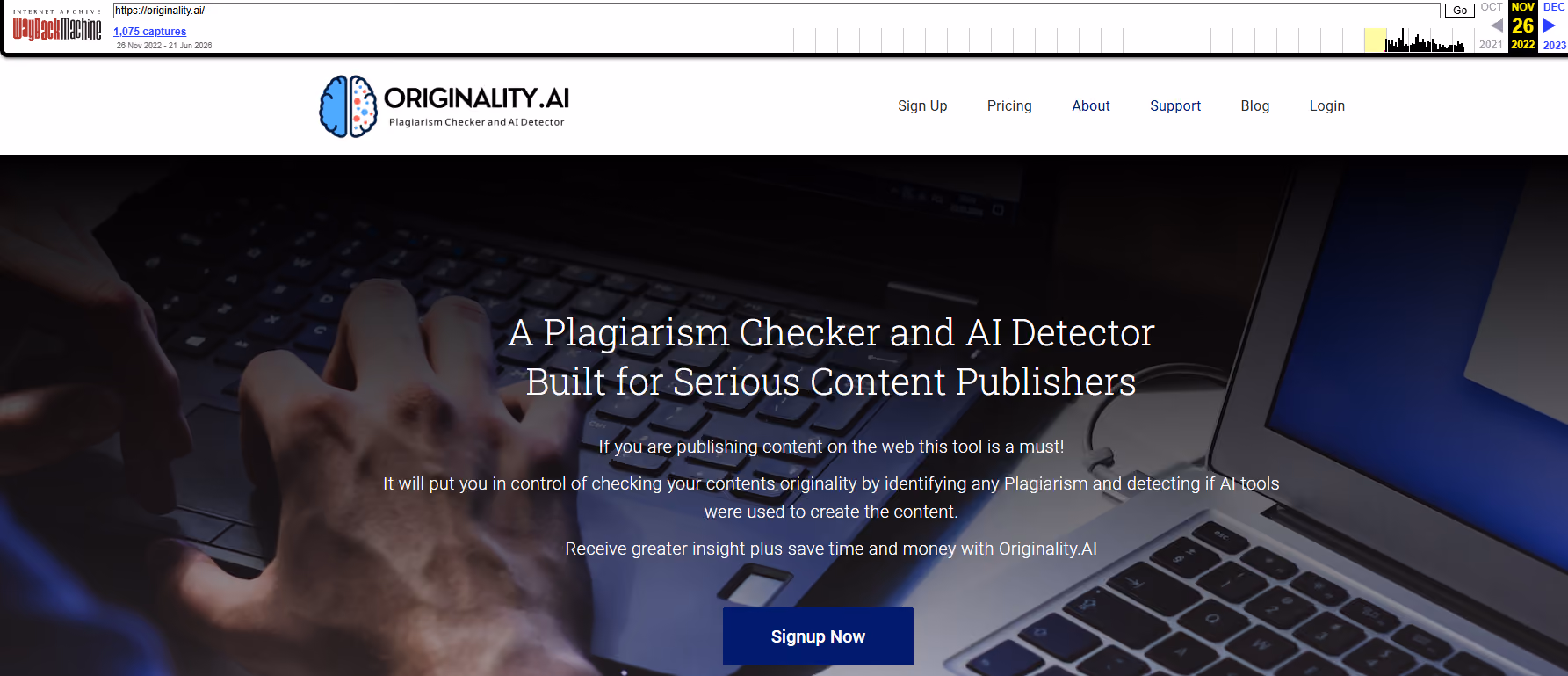 Originality.ai on November 26, 2022
