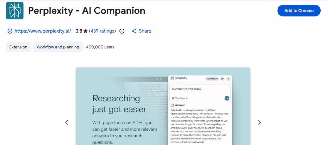 Perplexity Chrome Extension