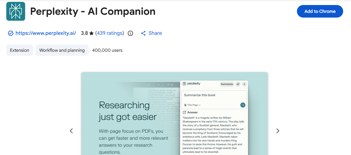 Perplexity Chrome Extension