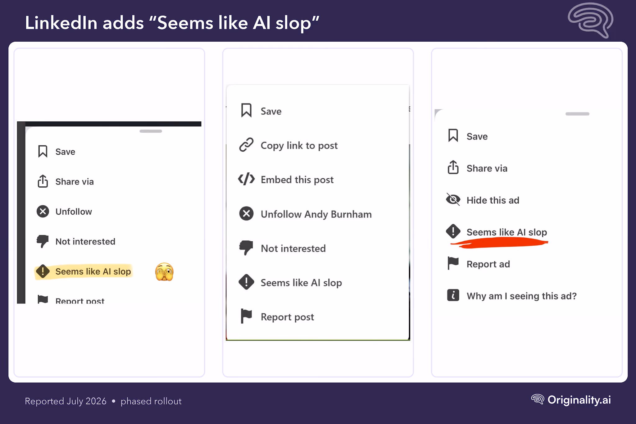 LinkedIn Is Rolling Out a “Seems Like AI Slop” Feedback Option