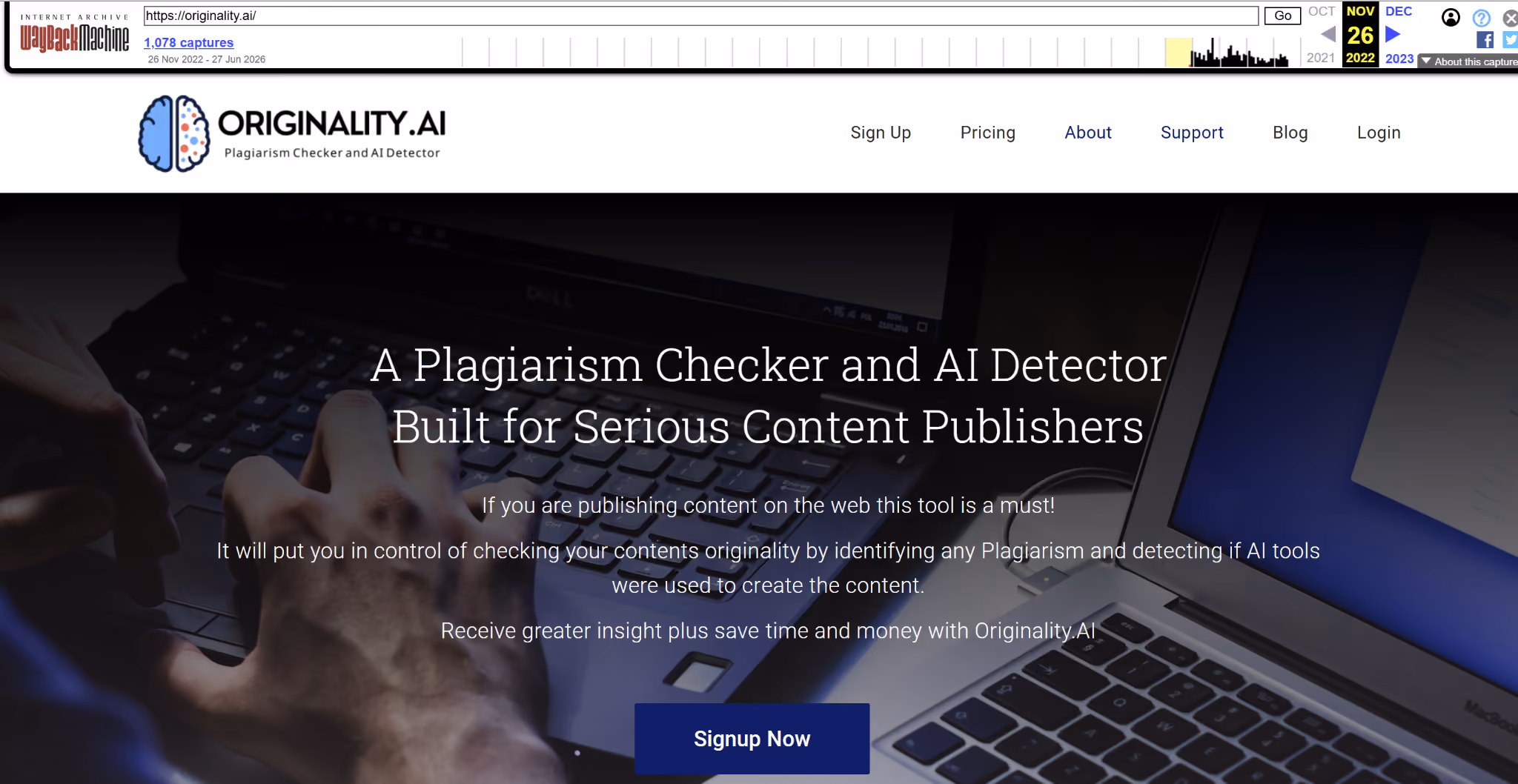 Originality.ai launched in November 2022