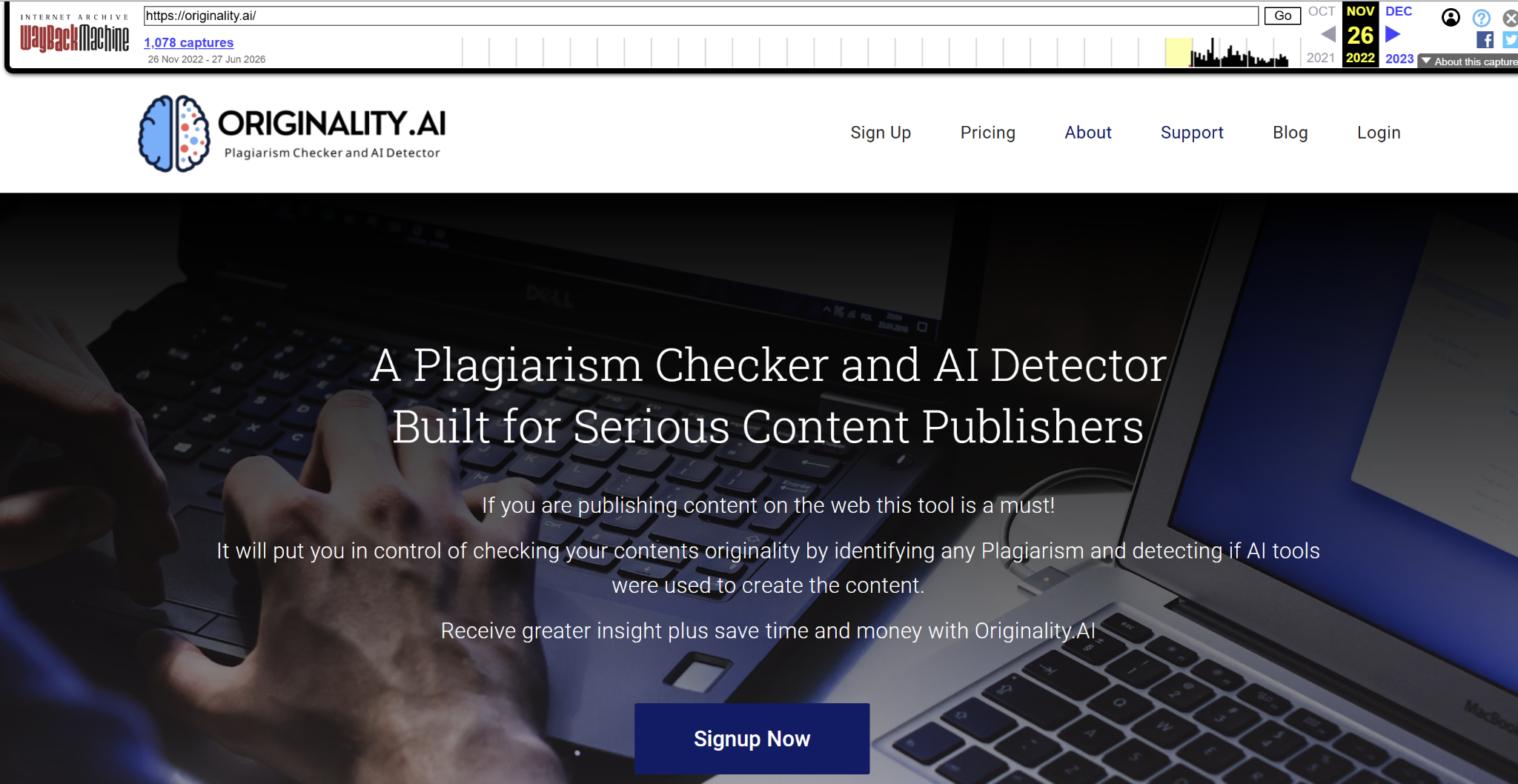 Originality.ai launched in November 2022