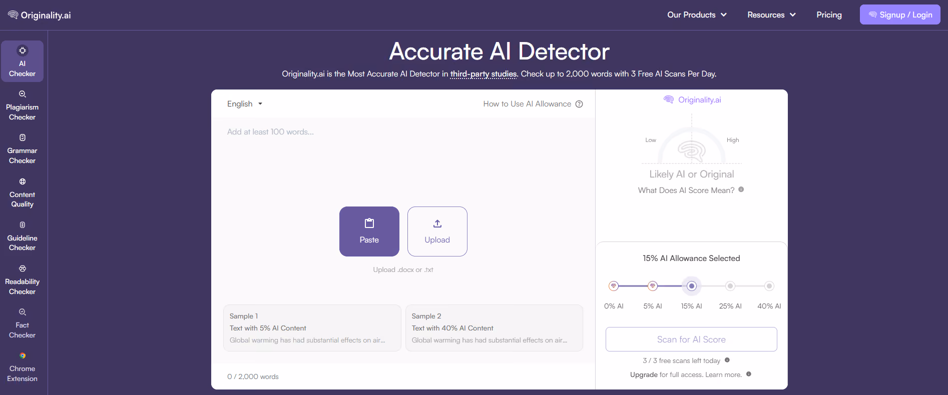 Originality.ai Homepage