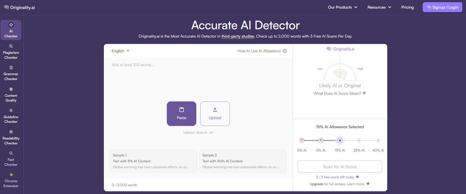 Originality.ai Homepage