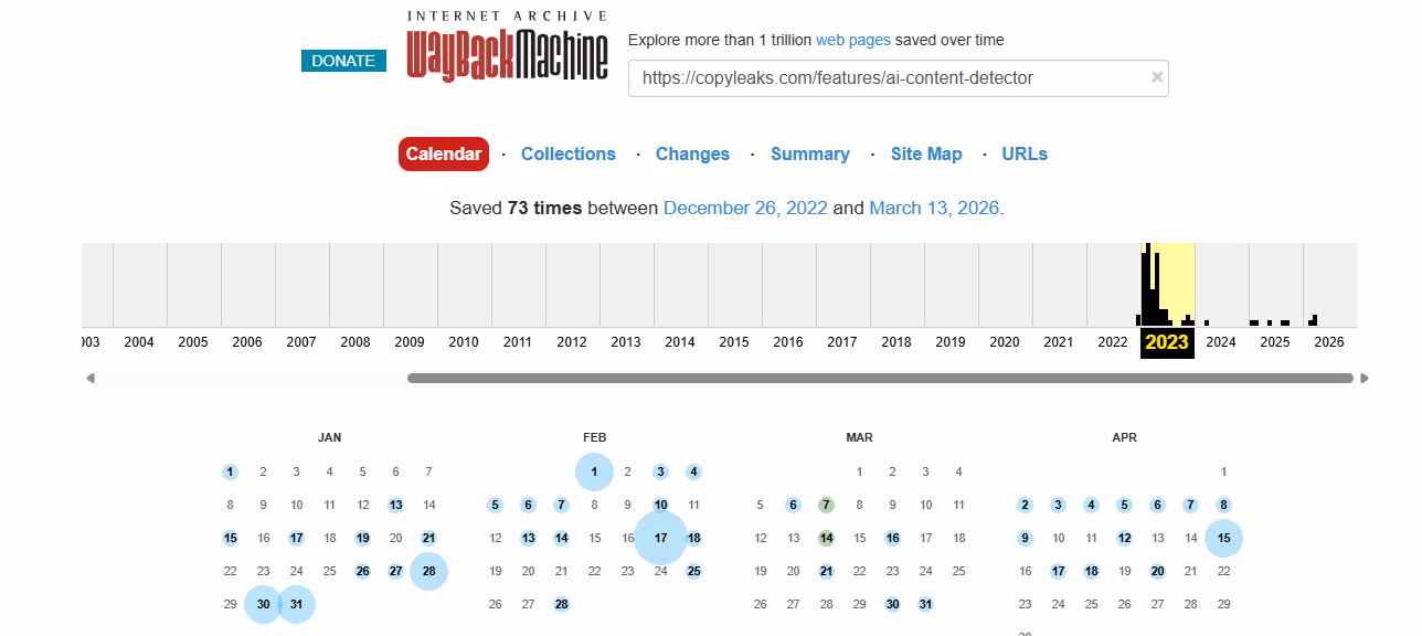 Copyleaks on WayBack Machine