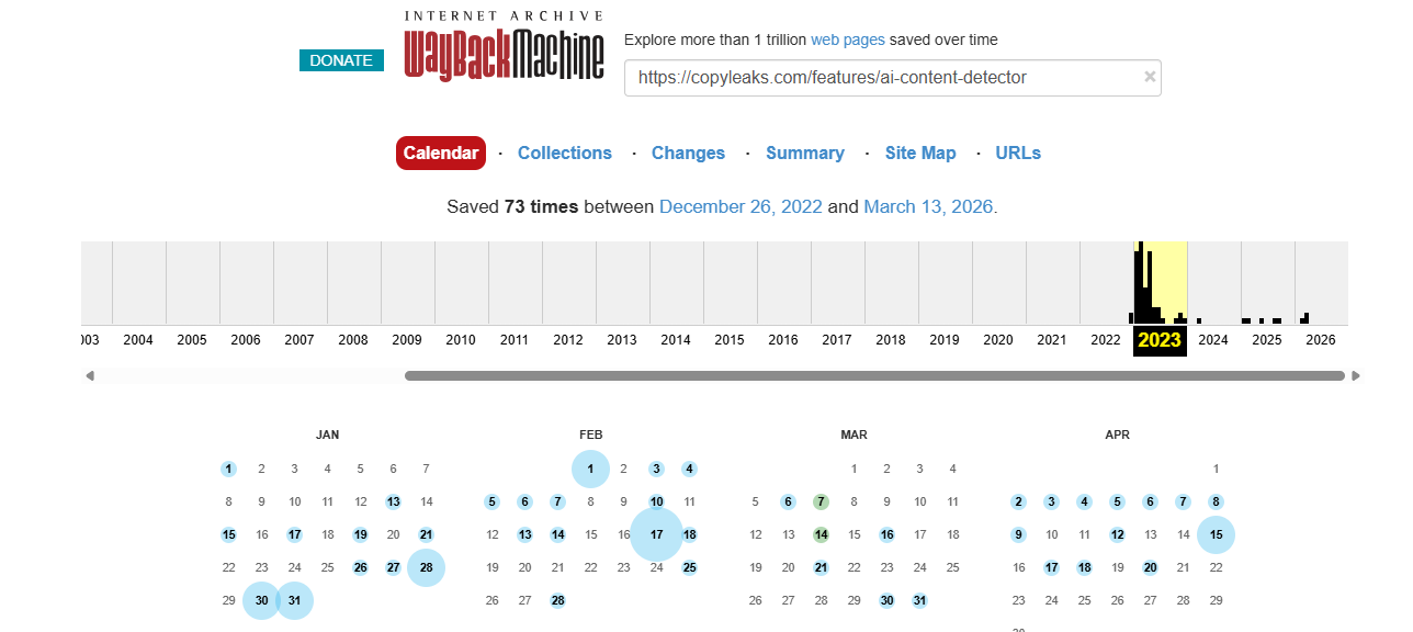 Copyleaks on WayBack Machine