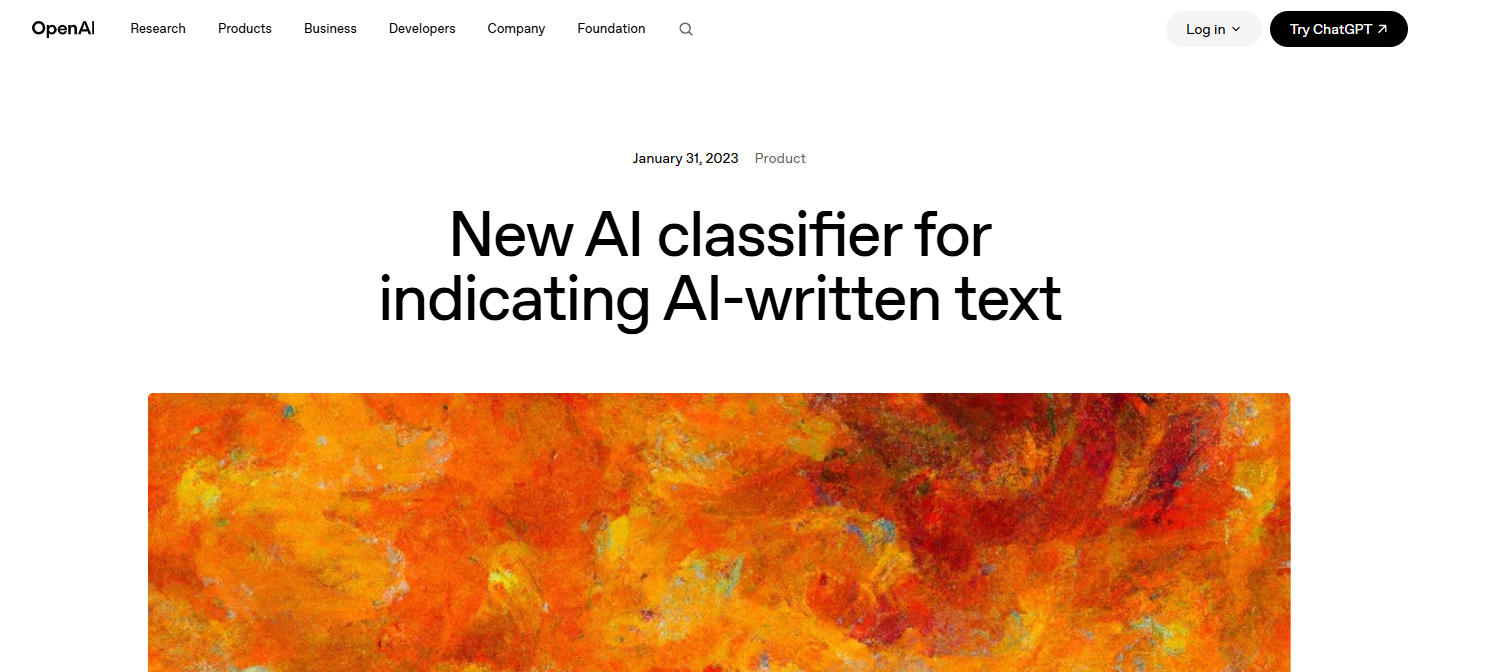 OpenAI, AI Classifier 2023