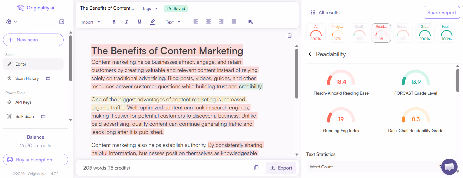 Readability Checking