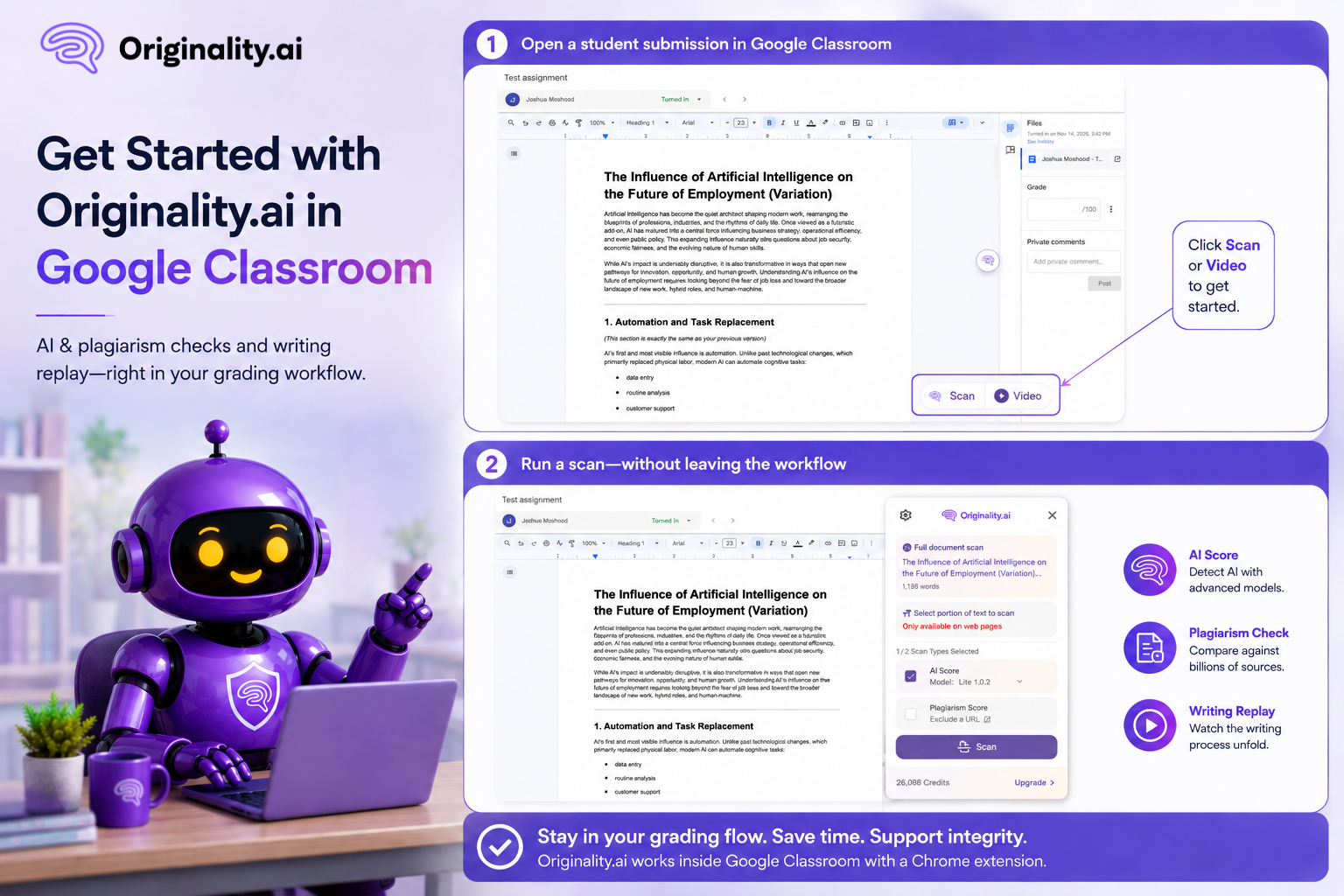 Get started with Originality.ai in Google Classroom