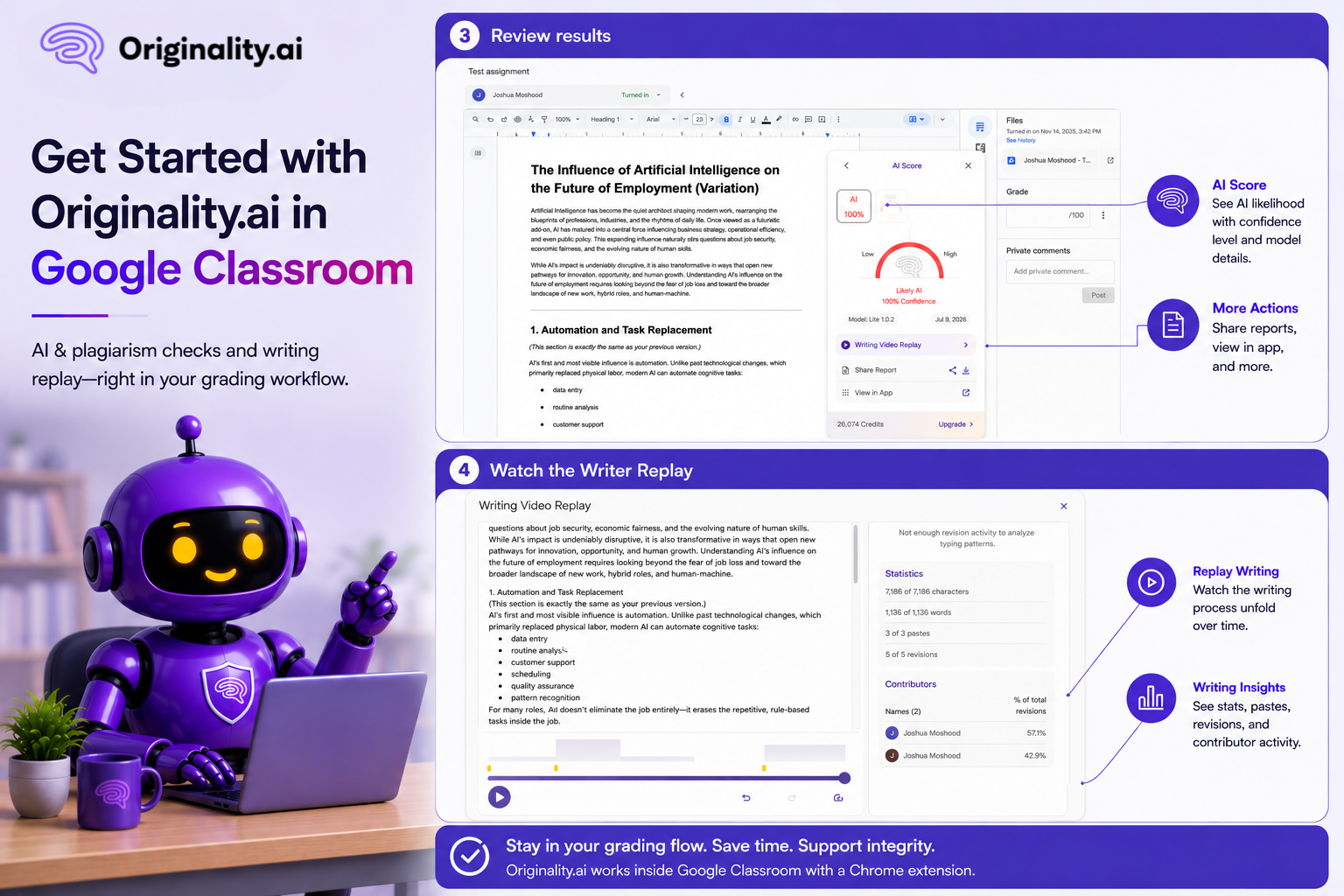 how to use Originality.ai in Google Classroom