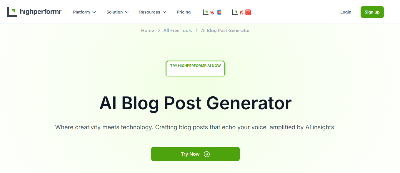 Highperformr AI Blog Post Generator