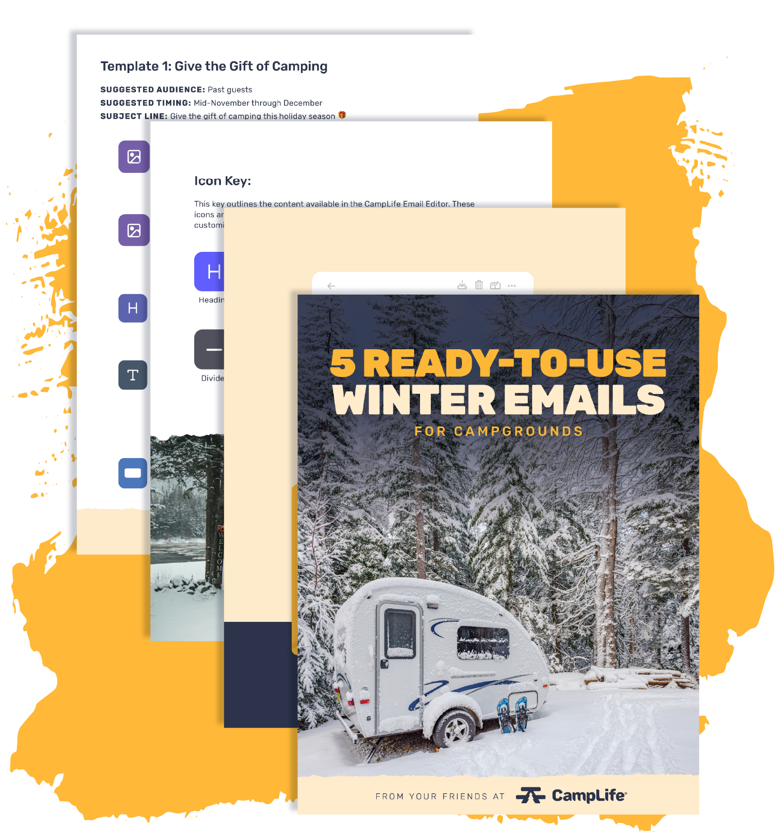 The cover of the software checklist PDF displaying a beachside campground with the title "How to Evaluate Reservation Software. Questions to Keep in Mind."