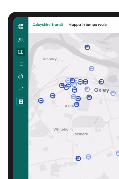 Mosaiq Live dashboard displaying a live map view for transit network monitoring.