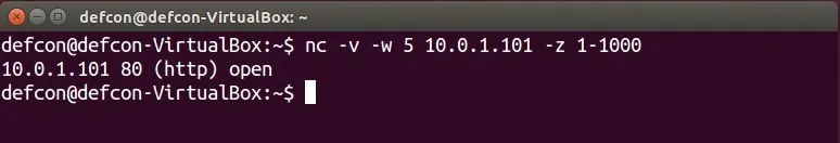 Port scan result - here 1 port is open