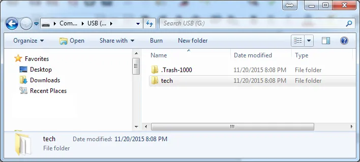 Windows Explorer view of the mounted virtual disk