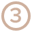 Brown number three inside a brown circle outline.