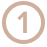 A beige circle enclosing the number 1 in the same beige color.