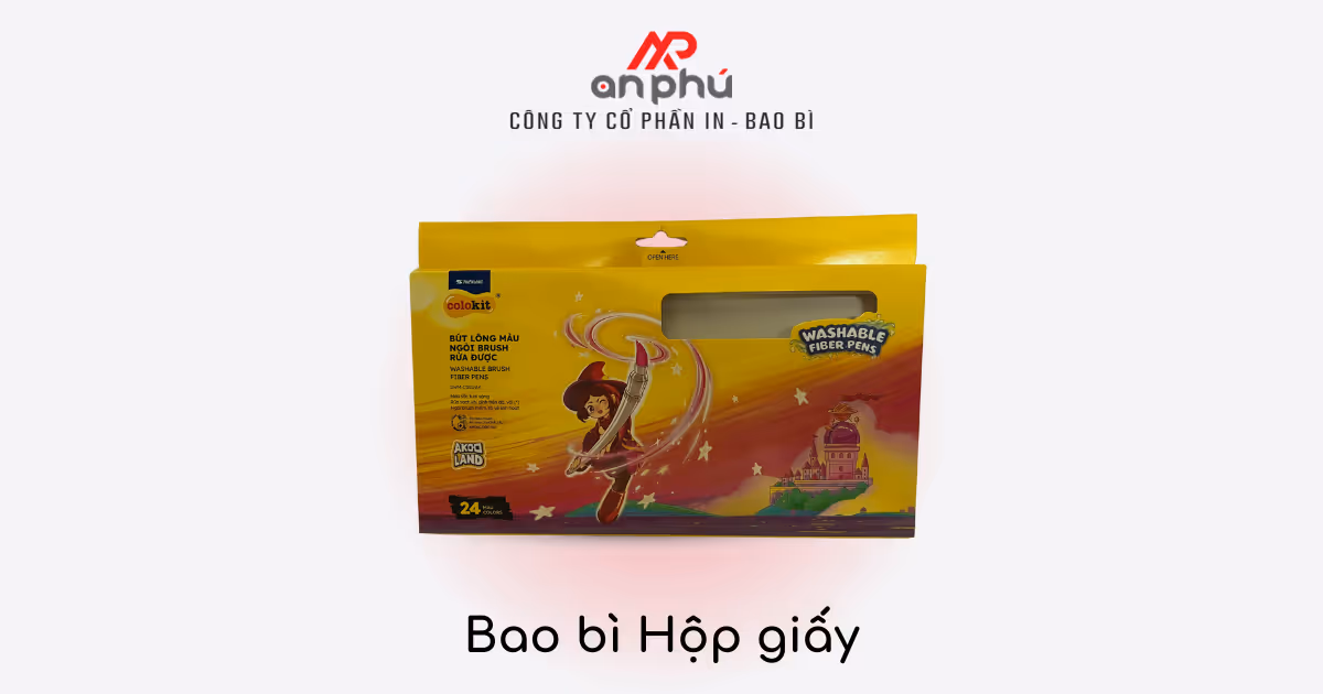 Mẫu Bao bì Hộp giấy Bút lông màu, do Công ty Cổ phần In - Bao bì An Phú sản xuất