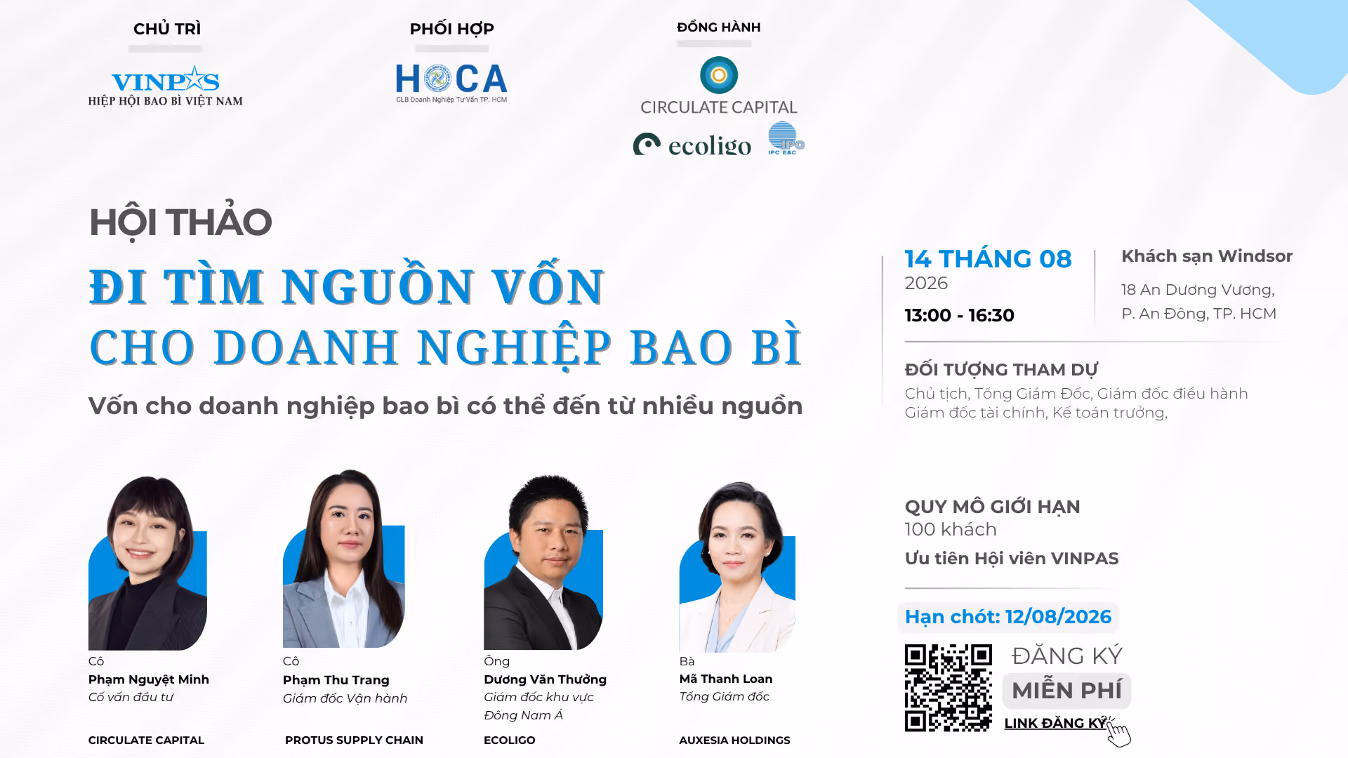 Hội thảo “Đi tìm nguồn vốn cho doanh nghiệp bao bì” - Vốn cho doanh nghiệp bao bì có thể đến từ nhiều nguồn | 14/08/2026