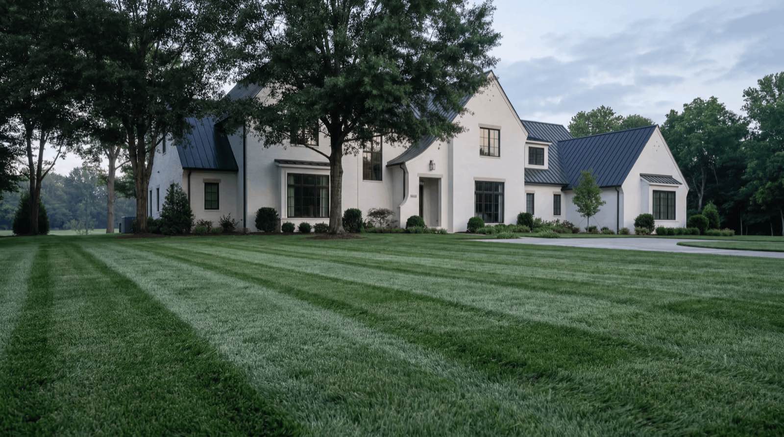 Professional core lawn aeration on a Nashville lawn