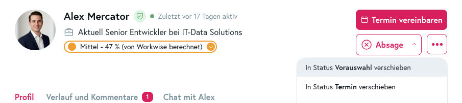 Dropdown Status Vorauswahl