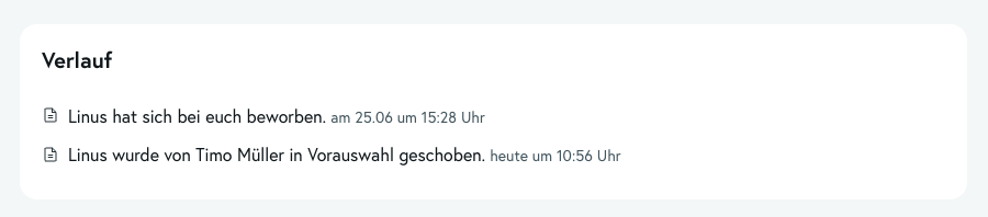Verlauf für Status Vorauswahl