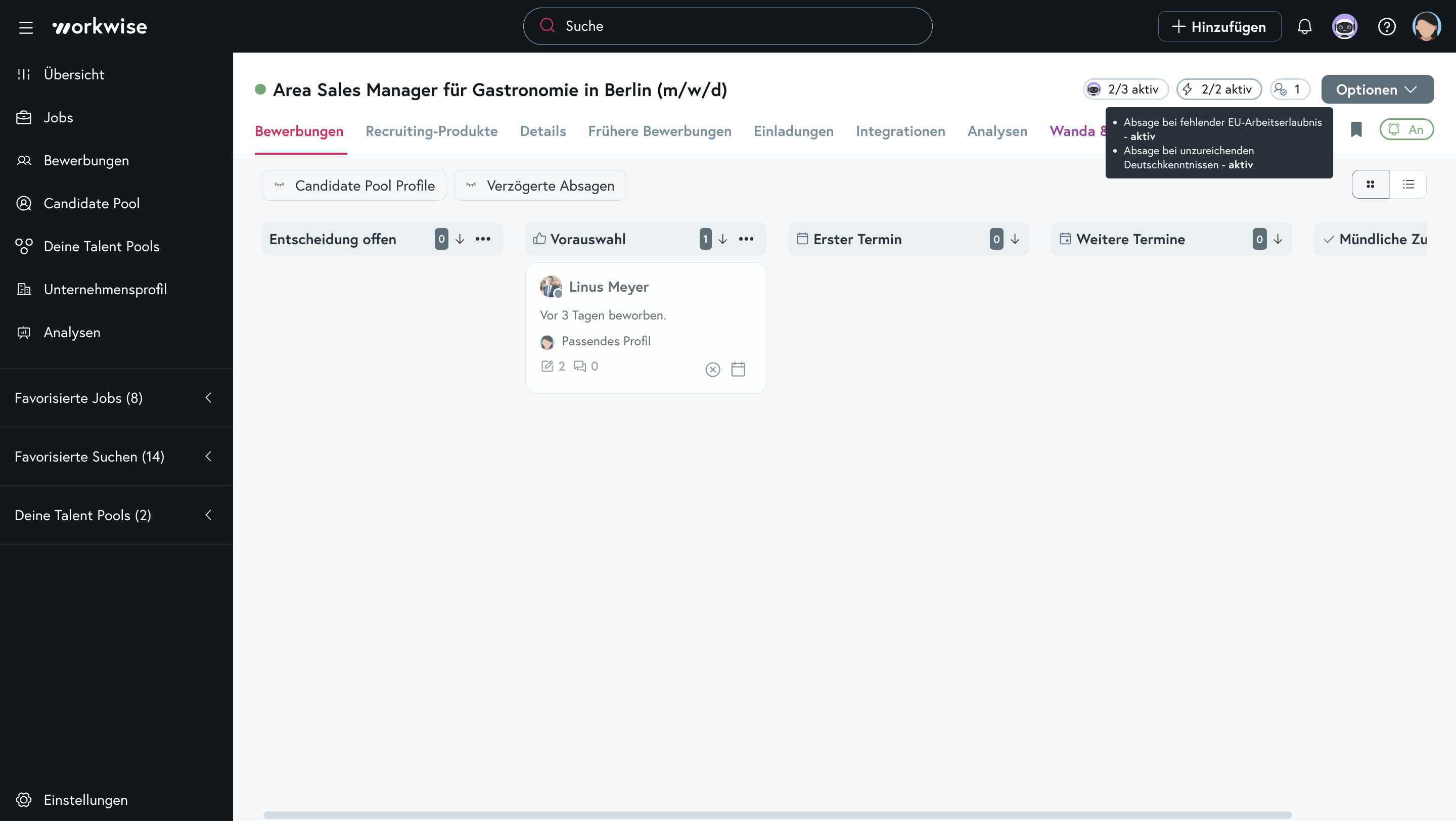 Workflows im Job einsehen
